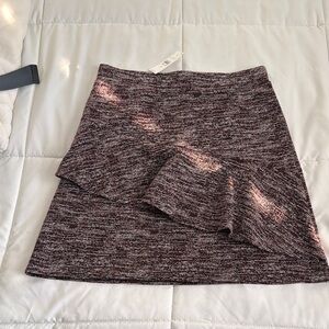 LOFT Gray Asymmetrical Ruffled Mini Skirt